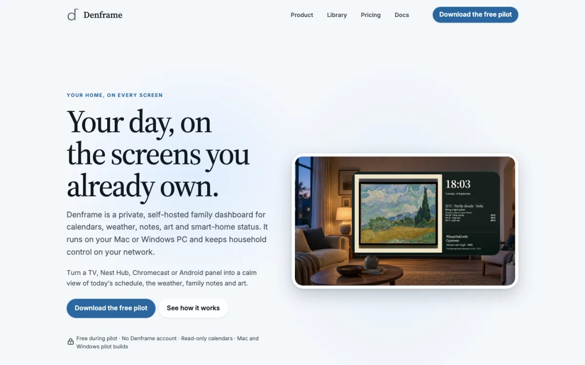 Denframe website homepage